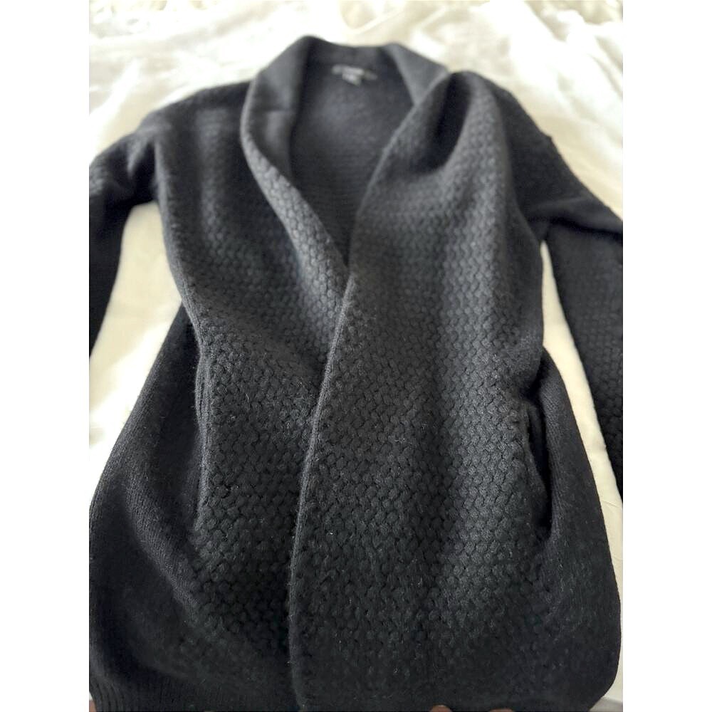 Tahari Yak Wool Blend Open Front Cardigan Duster Side Pockets Size Medium